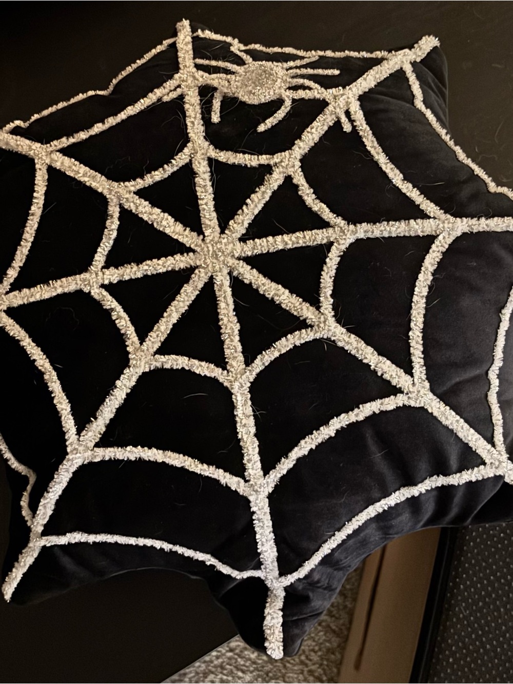 Halloween spiderweb pillow